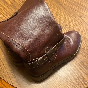 Wide calf leather boot